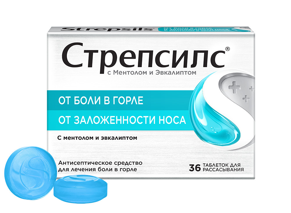 Стрепсилс с ментолом и эвкалиптом таб №36