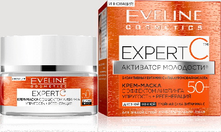 Крем-маска для зрелой, сухой и чувствительной кожи лица "Expert С 50+" Eveline 50мл