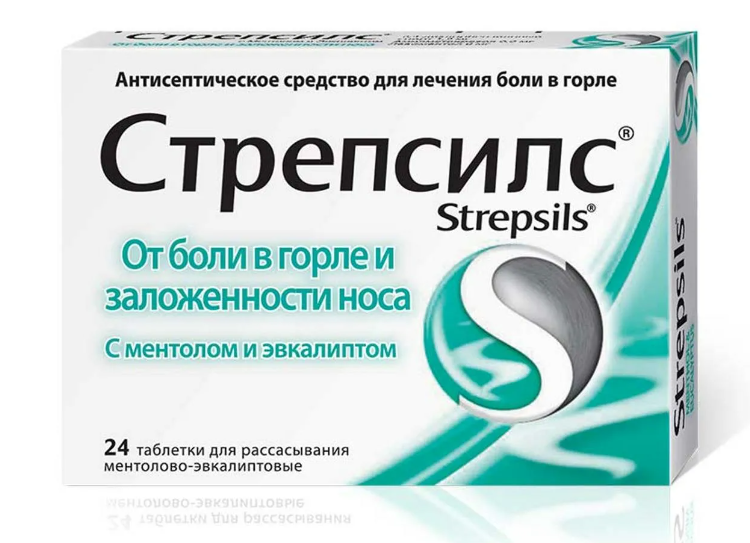 Стрепсилс с ментолом и эвкалиптом таб №24
