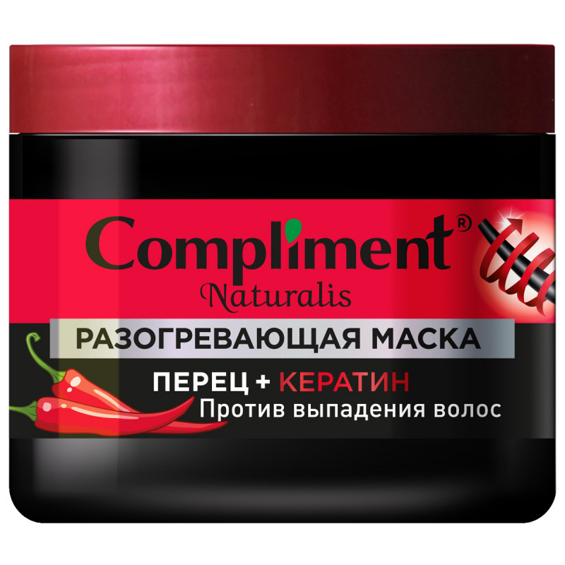 Разогревающая маска против выпадения волос с перцем+кератин 500мл