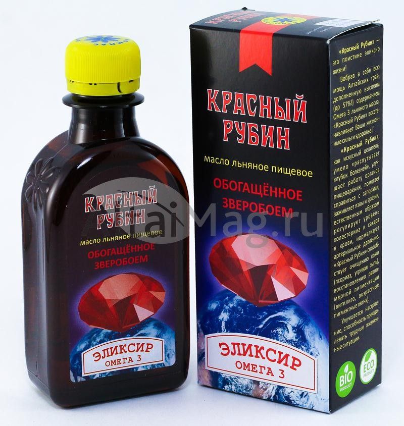 Масло льняное пищевое нерафинированное с растительными экстрактами красный рубин 200мл