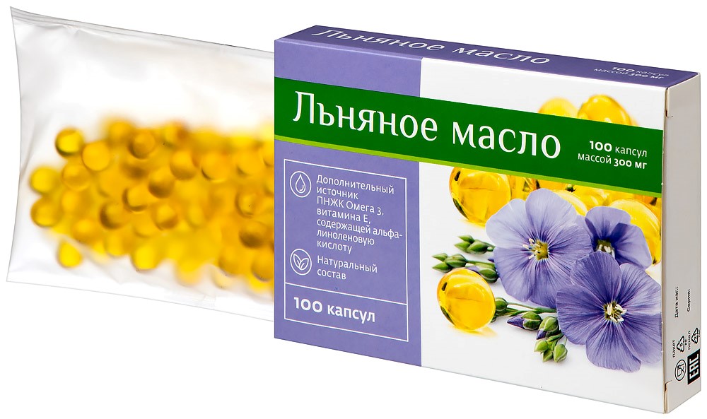 Масло льняное солнат в капсулах n100 капс по 0,3г