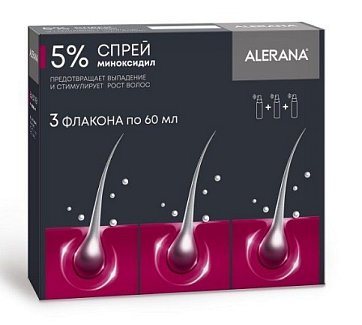 Алерана (Миноксидил) 5% спрей 3 флакон по 60мл