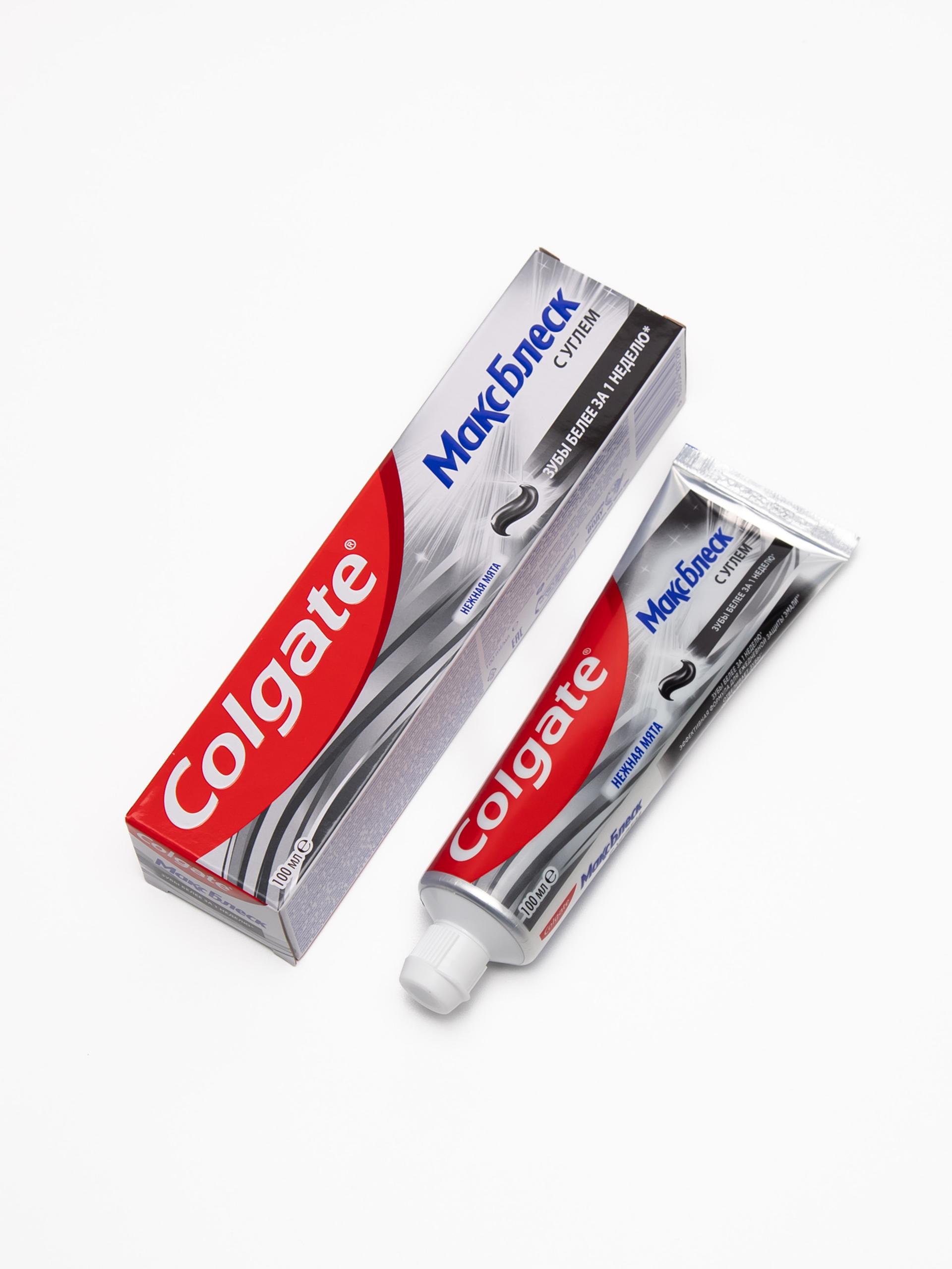 colgate макс блеск 100мл с углем